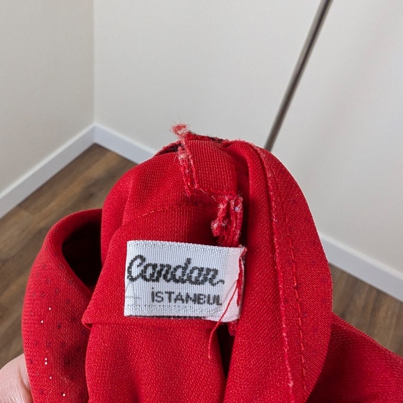 90s Red Glitter Maxi Dress Sleeveless Open Back Slit Floor Length Bodycon - Picture 11 of 13